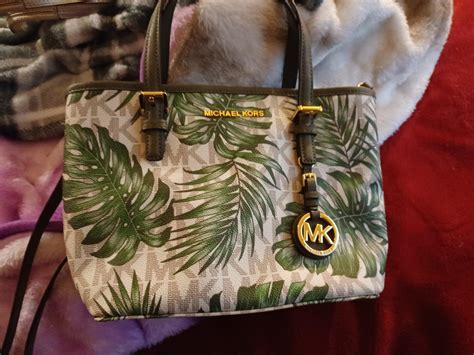 michael kors palm leaf purse|michael kors green shoulder bags.